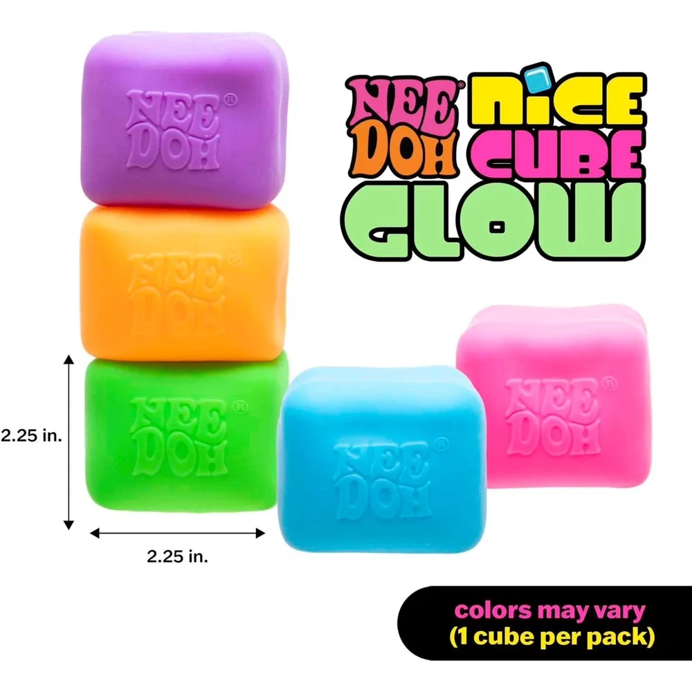 Schylling NeeDoh Nice Cube GLOW Orange Squishy Sensory Fidget Toy Viral New 2026